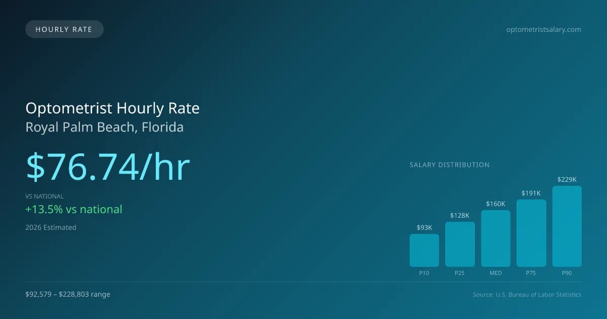 Optometrist Hourly Rate in Royal Palm Beach, FL — 2026 est., based on 2025 BLS
